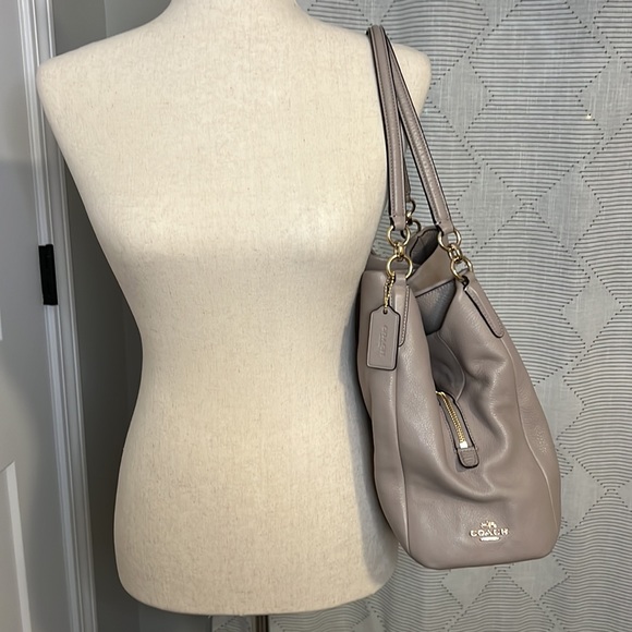 Coach Phoebe Hobo Purse / Gold Hardware / Gray F35723 / Pebbled Leather - Picture 2 of 14